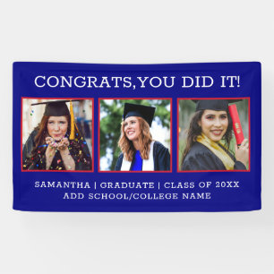 3 Photo Congrats Graduate 2023 Blue Graduation Banner