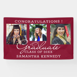3 Photo Congratulations Graduate Graduation Maroon Banner