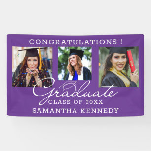 3 Photo Congratulations Graduate Graduation Purple Banner