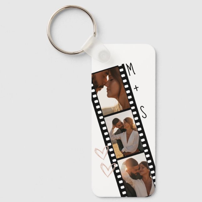 3 Photo Couples Filmstrip Boyfriend Girlfriend  Key Ring (Front)