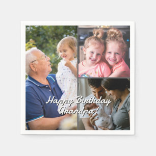 3-Photo Custom Party Napkins Personalised Text