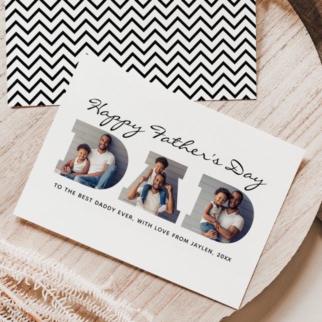 3-Photo "Dad" Cutout Personalized Father's Day Holiday Card (Creator Uploaded)