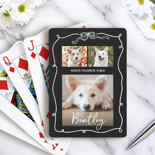 3 Photo Dog Mum's Favourite Child Doodles Bow Blac Playing Cards