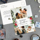 3 Photo Elegant Winter Botanical Merry Christmas Postcard<br><div class="desc">This collection features watercolor red florals,  berries & winter greenery with modern & elegant typography,  with a winter botanical pattern back.</div>