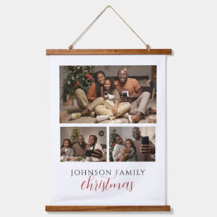 3 Photo Family Christmas Keepsake Hanging Tapestry
