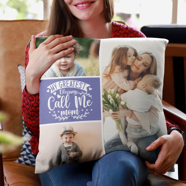 3 photo family collage mom keepsake mothers day th cushion (Creator Uploaded)