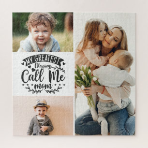 3 photo family collage mum keepsake mothers day j jigsaw puzzle
