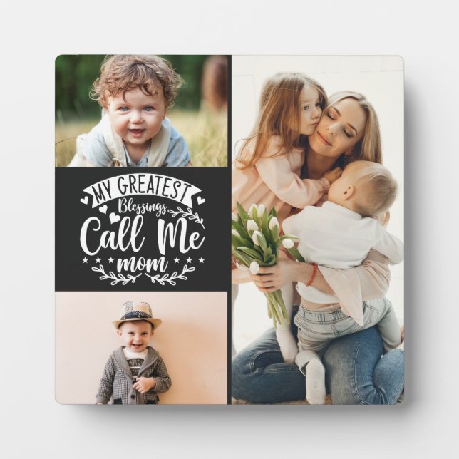 3 photo family collage mum keepsake mothers day plaque (Front)