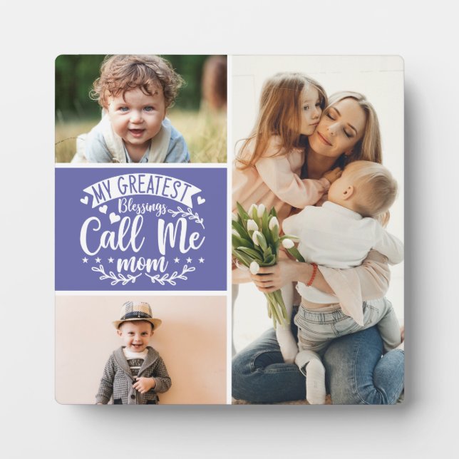3 photo family collage mum keepsake mothers day plaque (Front)