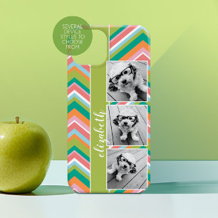 3 Photo Film Strip Collage Colourful Chevrons lime