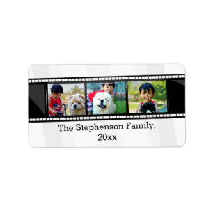 3-Photo film strip personalised photo Label