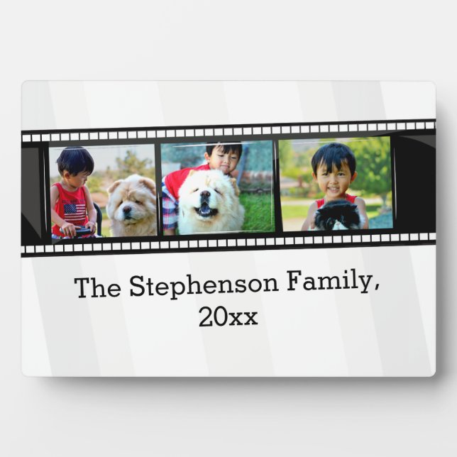 3-Photo film strip personalised photo Plaque (Front)
