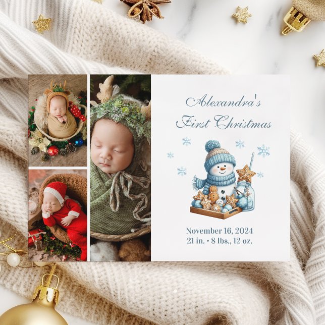 3 Photo First Christmas Birth Announcement  (Creator Uploaded)