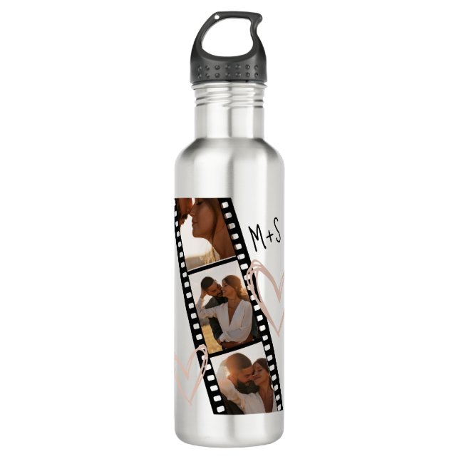 3 Photo Friends Couple BFF Trendy Film Minimalist 710 Ml Water Bottle (Front)