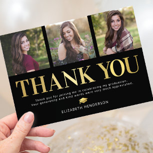 3 Photo Graduation Thank You Card