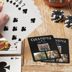 3 Photo Grandma Est Year Custom Name Number Grands Playing Cards