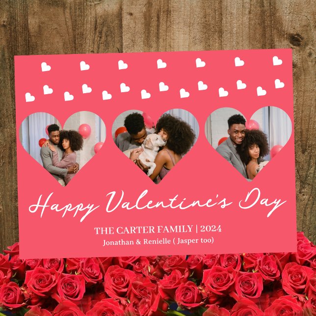 3 photo Heart collage valentines day couple Holiday Card (Creator Uploaded)