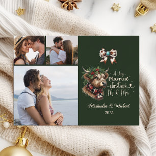 3 Photo Highland Cow Merry Christmas Mrs and Mr Holiday Card