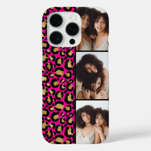 3 Photo Hot Pink And Gold Leopard Print iPhone 16 Pro Case