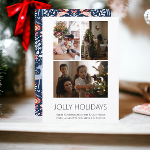 3 Photo Jolly Holidays Scandinavian Christmas Holiday Card