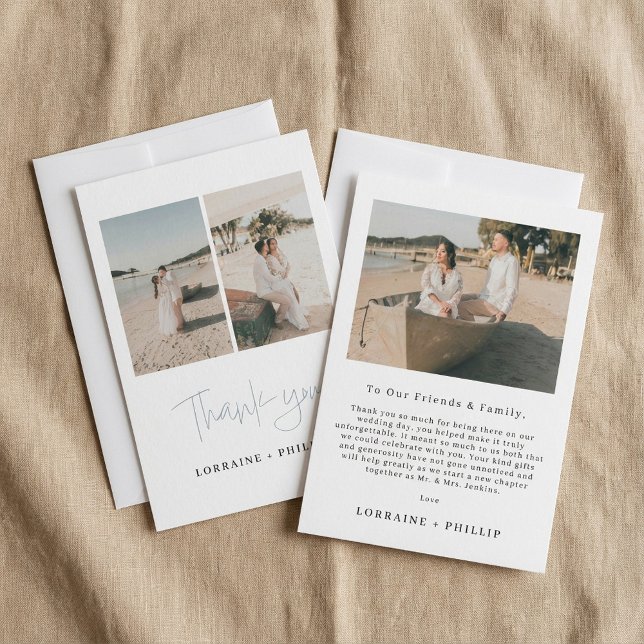 3 photo minimal wedding thank you card (3 photo minimal wedding thank you card)