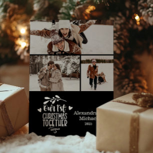 3 Photo Minimalist First Christmas Together Holiday Card