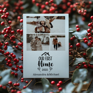3 Photo Minimialist Christmas Our First Home Holiday Card