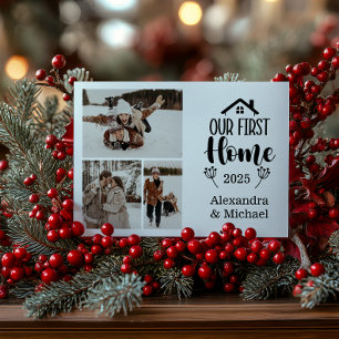 3 Photo Minimialist Christmas Our First Home Holiday Card