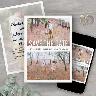 3 Photo Modern Typography Simple Minimal Wedding Save The Date