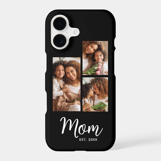 3 Photo Mum Established Date Modern Script Black (Back)