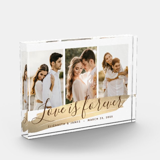 3-Photo Newlyweds Keepsake Photo Block (Left)