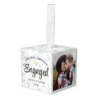 3 Photo Our First Christmas Engaged Faux Marble