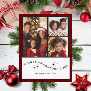 3 Photo Personalised Holiday Comfort and Joy Postcard