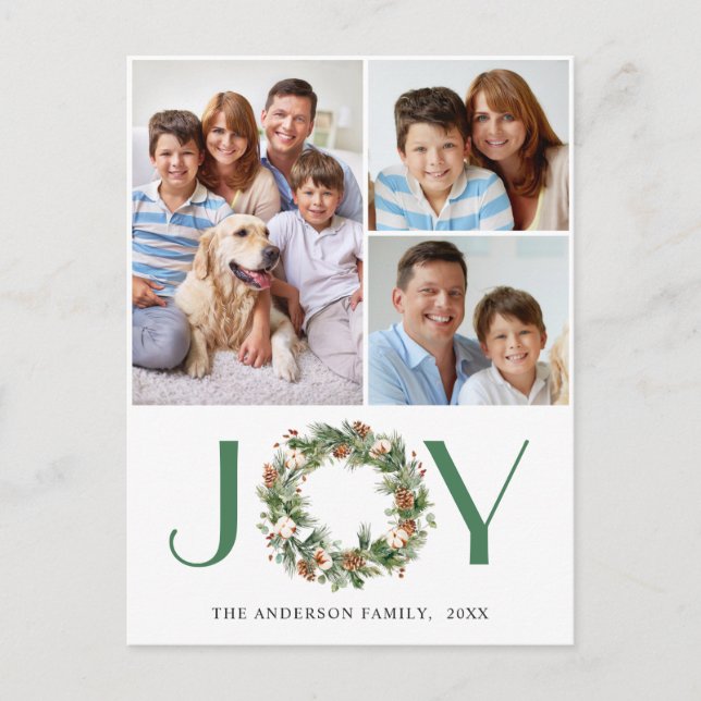 3 PHOTO Pine Cones Fir Wreath Christmas Holiday Postcard (Front)