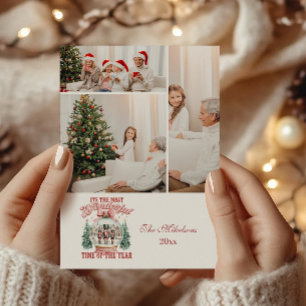 3 Photo Pink  Nutcracker Christmas Wonderland Glob Holiday Card