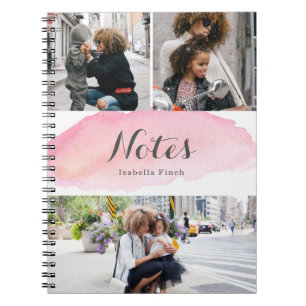 3 Photo Pink Watercolor Notebook