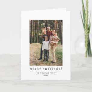 3 Photo Retro Christmas Minimalist Greeting Holiday Card
