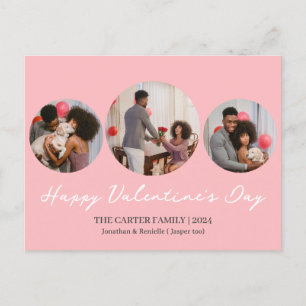3 photo Round collage valentine's day Family Holiday Postcard