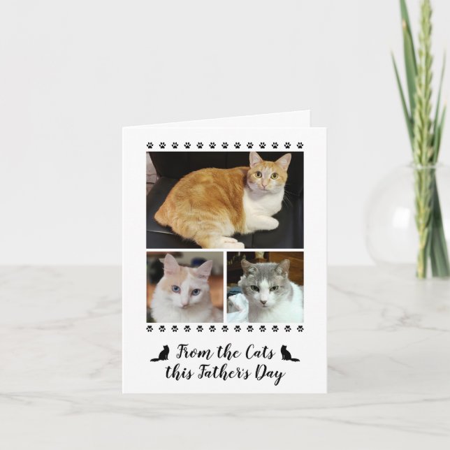 3 Photo Script From Cat Dog Pet Father's Day Card (Front)