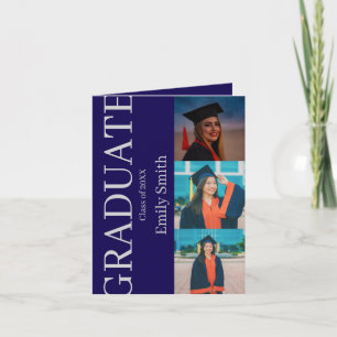 3 photo side typography Elegant graduation party Invitation