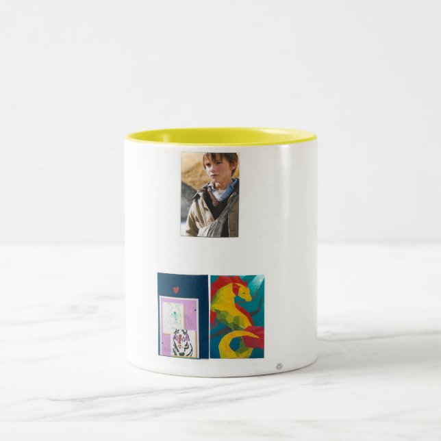 3 photo sticker sticker sticker Two-Tone coffee mug (Center)