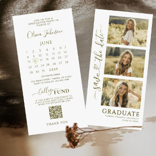 3 Photo Strip Graduation Save the Date QR Code