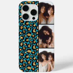 3 Photo Teal And Gold Leopard Print iPhone 15 Pro Max Case