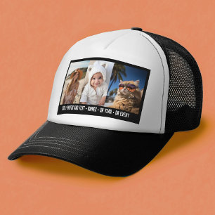 3 Photo Template Modern Minimal Text Over Photo Trucker Hat