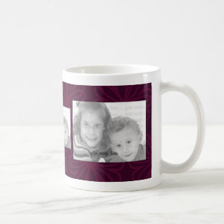 3 Photo Template Mug - Burgundy Flowers