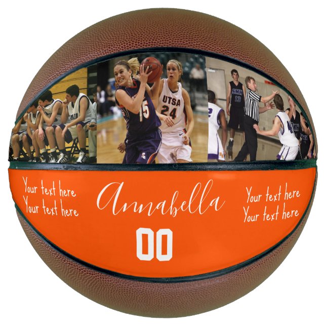 3 Photo  two custom message name & player number Basketball (Front)