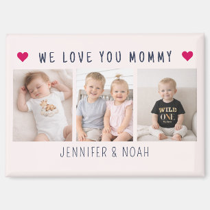  3 Photo We Love You Mummy Sweet Blush Pink Magnet