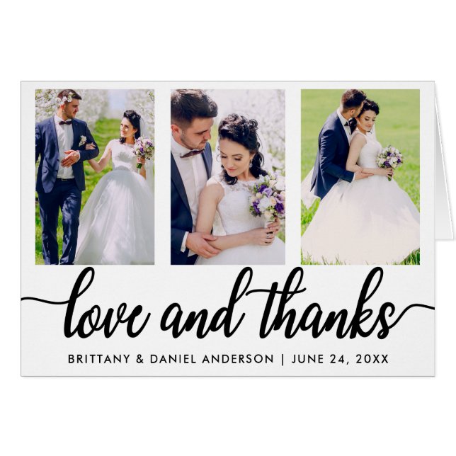 3 Photo Wedding Love and Thanks Folded (Front Horizontal)