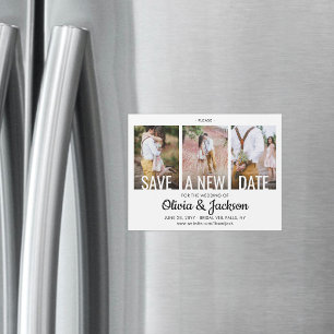 3 Photo Wedding Postpone Change Save the Date Magnetic Invitation