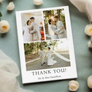 3 Photographs Personalised Wedding With Message  Thank You Card